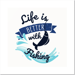 Life is better with fishing- retro Posters and Art